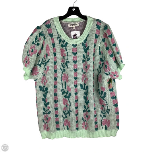 Sweater Short Sleeve By Haptics In Green & Pink, Size: 3x