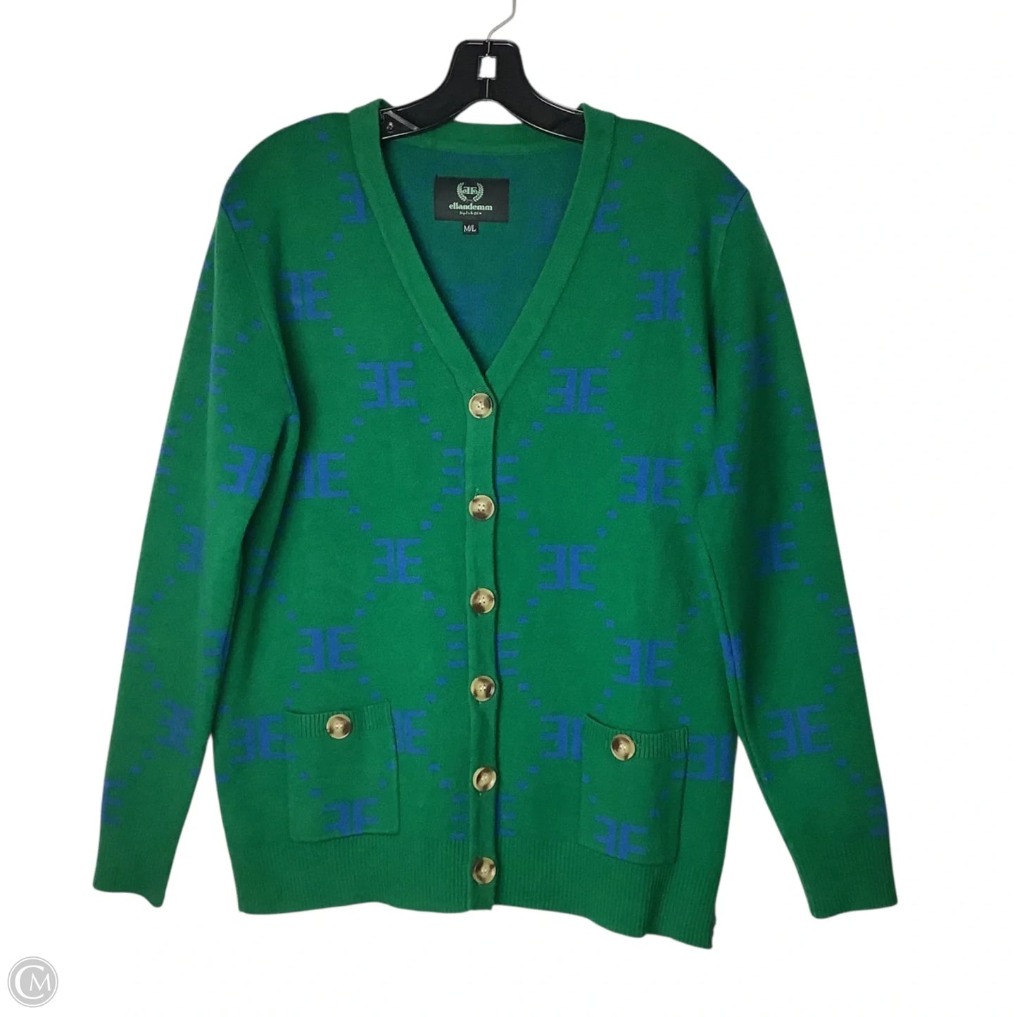 Sweater Cardigan By Cmc In Blue & Green, Size: M
