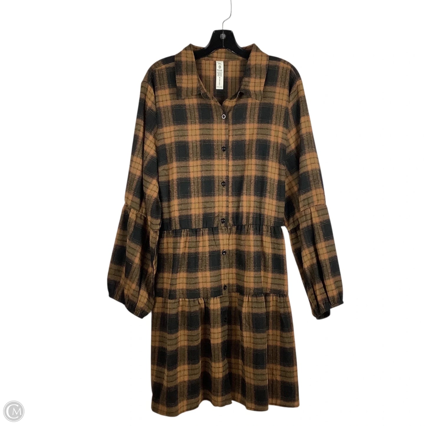 Dress Casual Midi By Clothes Mentor In Black & Brown, Size: Xxl