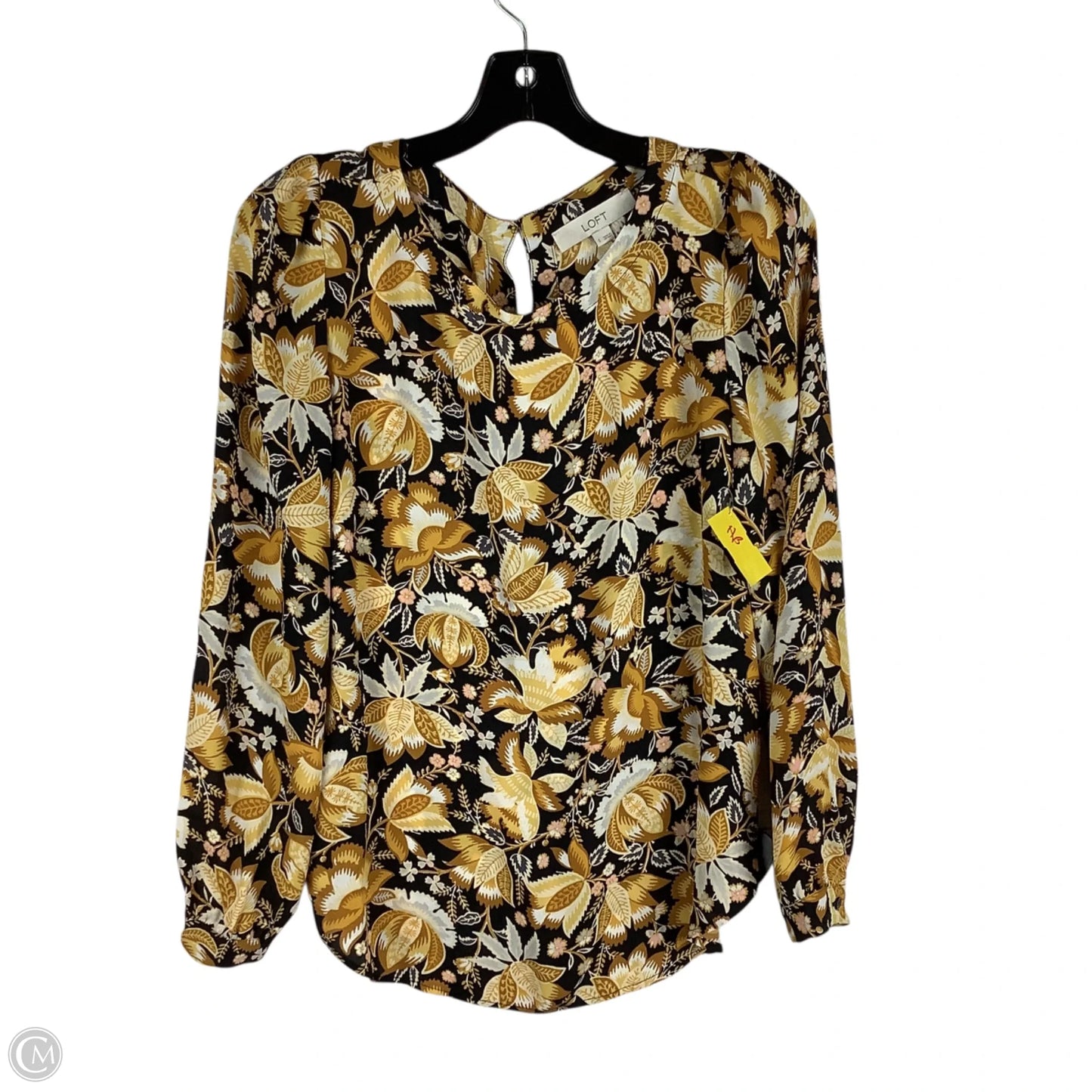 Top Long Sleeve By Loft In Black & Yellow, Size: S