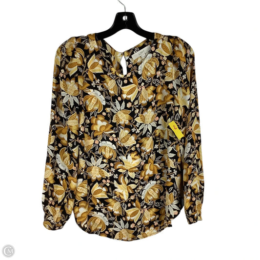 Top Long Sleeve By Loft In Black & Yellow, Size: S