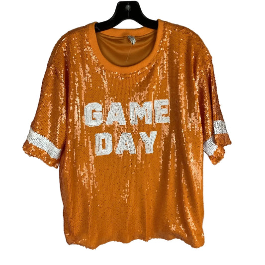 Top Short Sleeve By Cato In Orange, Size: L