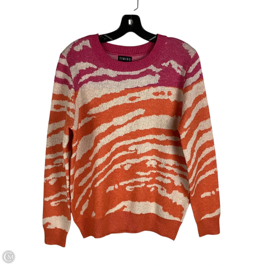 Sweater By Timing In Orange & Pink, Size: M