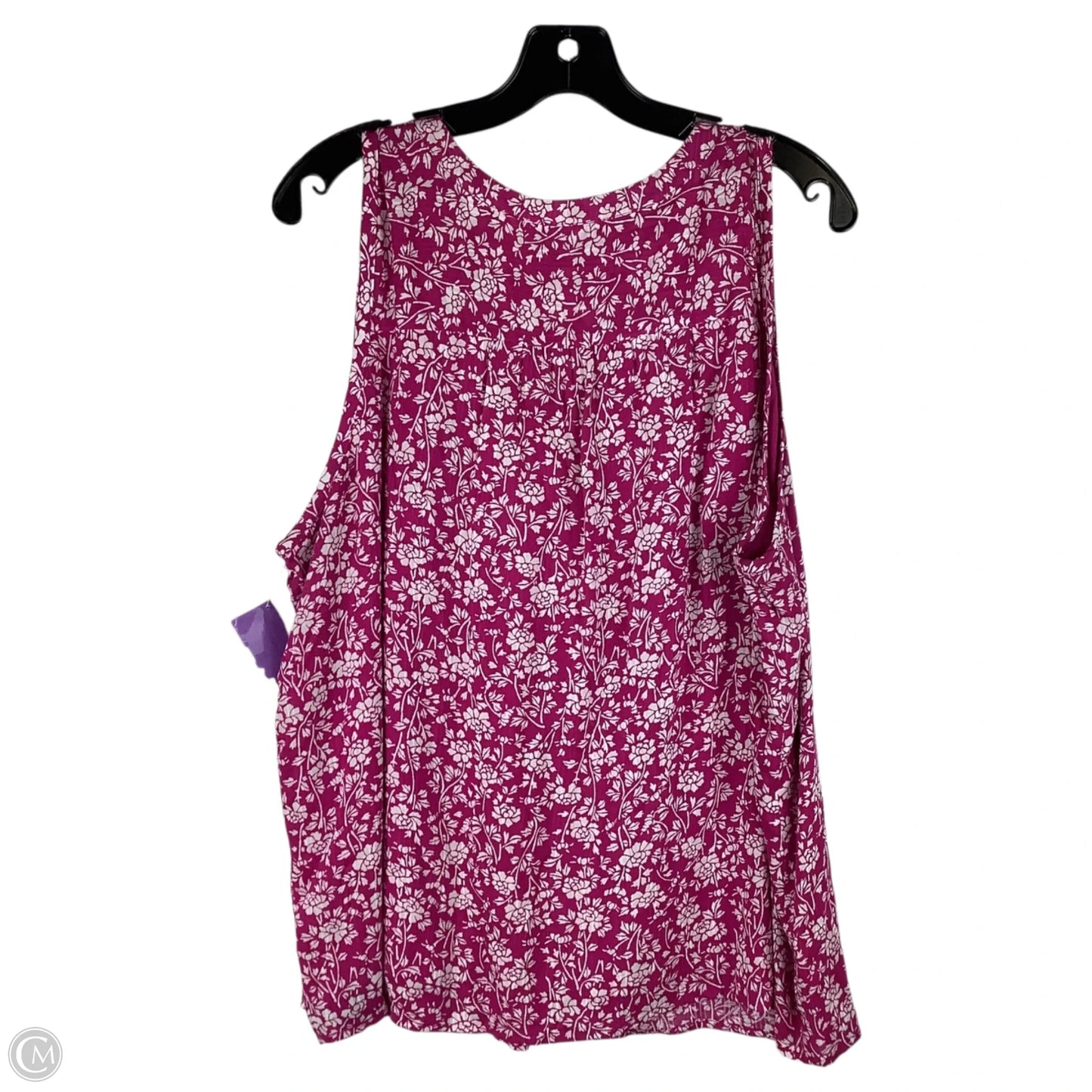 Top Sleeveless By Loft In Pink & White, Size: Xl
