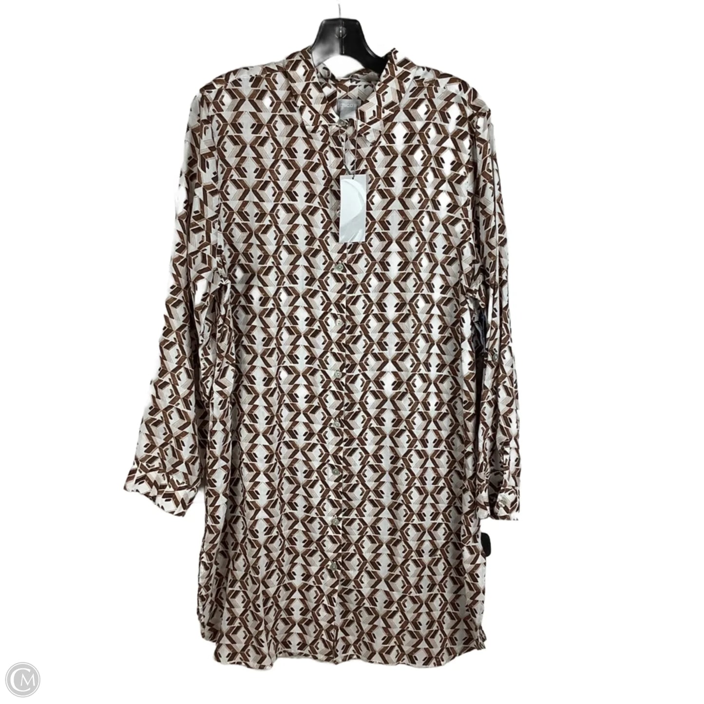 Dress Casual Midi By Chicos In Brown & Cream, Size: Xl (16)