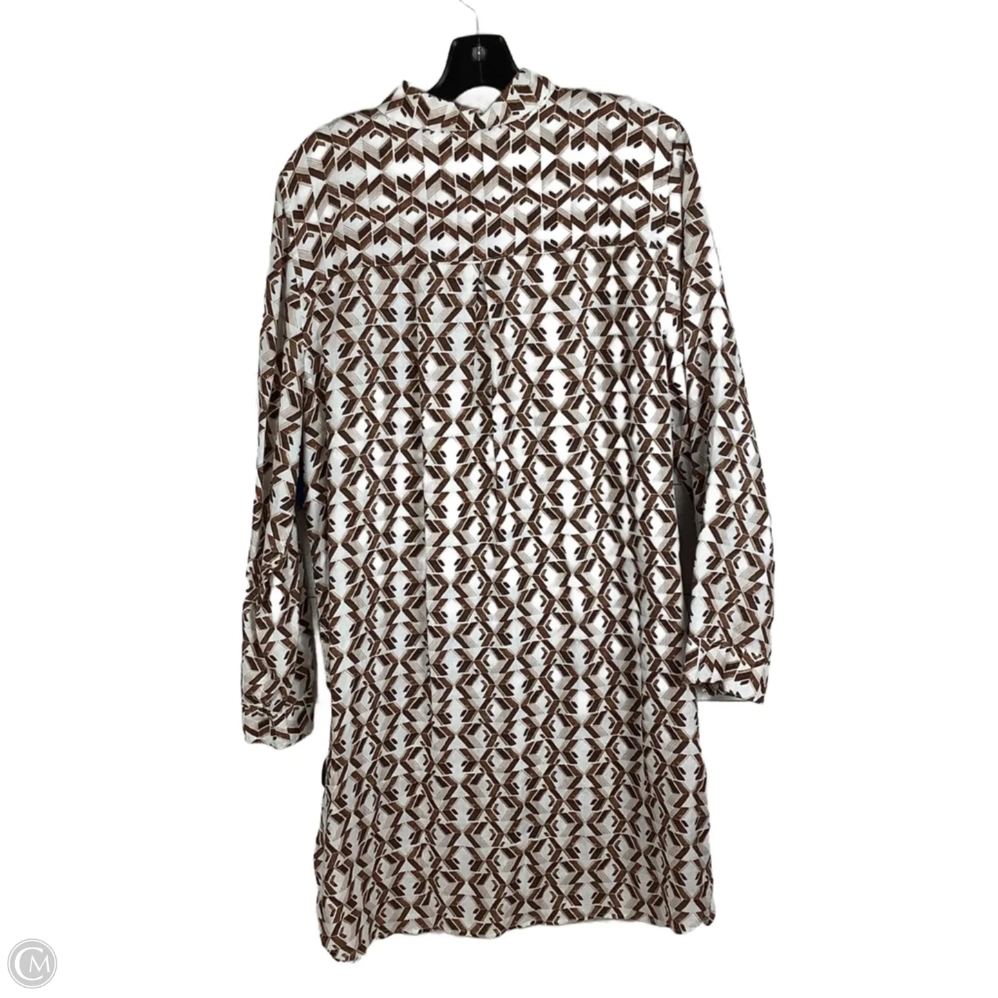 Dress Casual Midi By Chicos In Brown & Cream, Size: Xl (16)