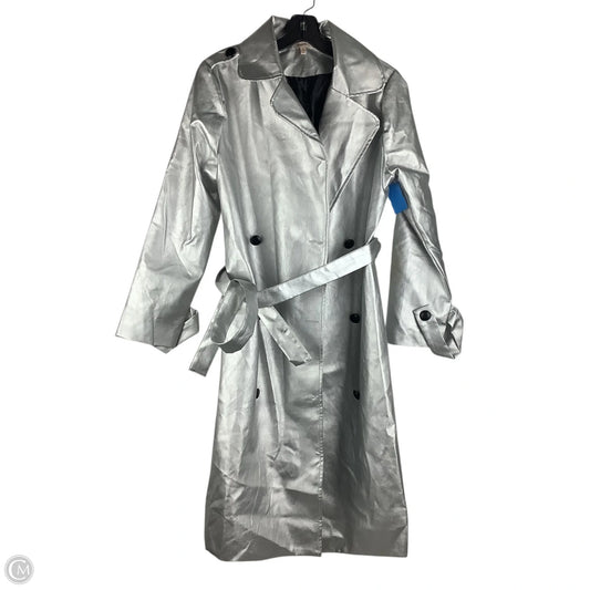 Coat Trench Coat By Peach In Silver, Size: S