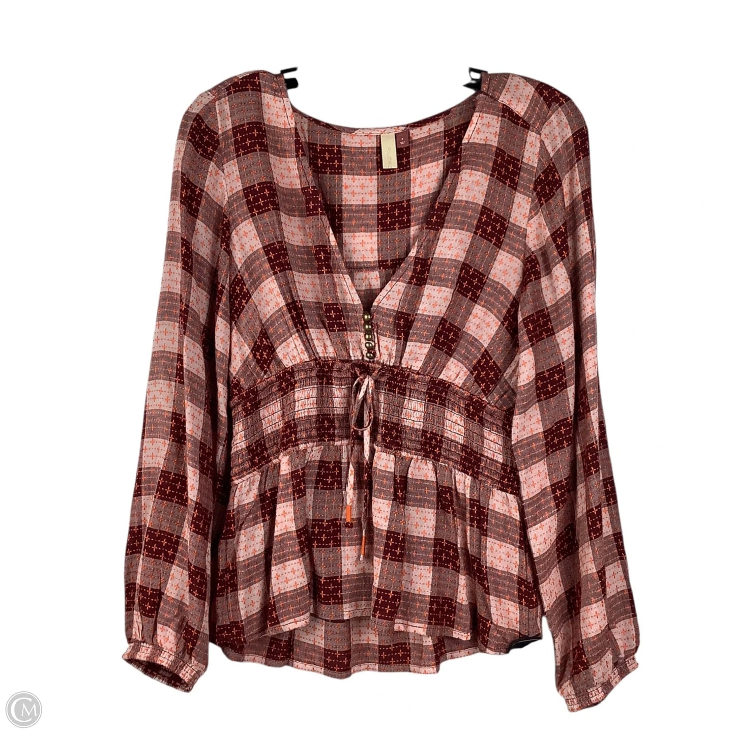 Top Long Sleeve By Pilcro In Orange & Red, Size: S