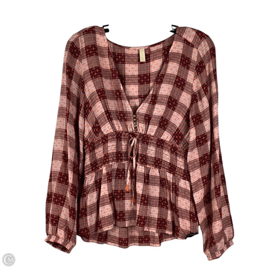 Top Long Sleeve By Pilcro In Orange & Red, Size: S