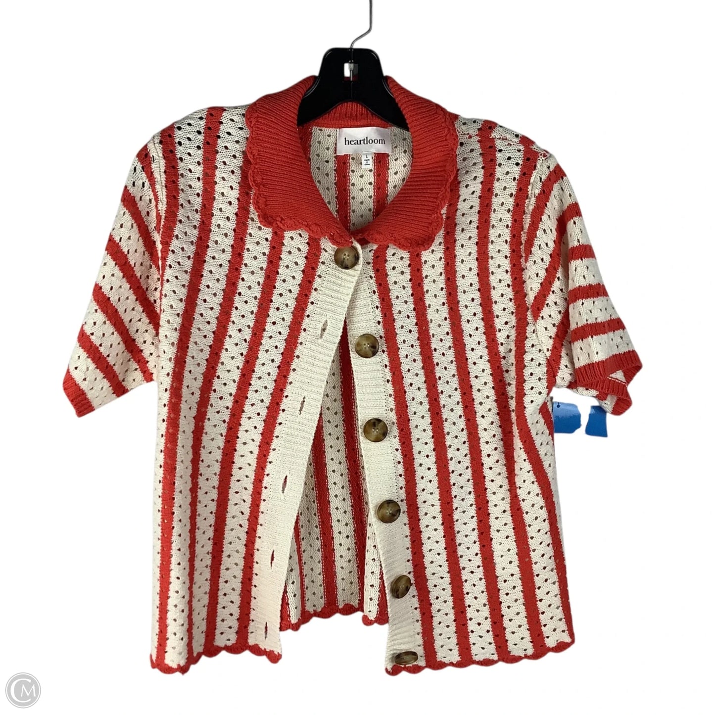 Sweater Short Sleeve By Heartloom In Striped Pattern, Size: L