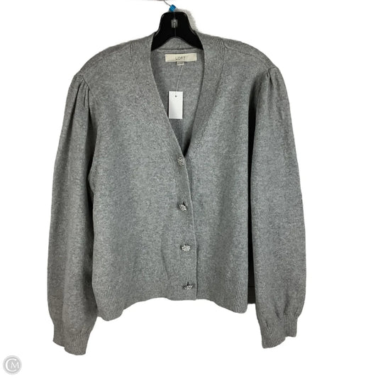 Sweater Cardigan By Loft In Grey, Size: Xl