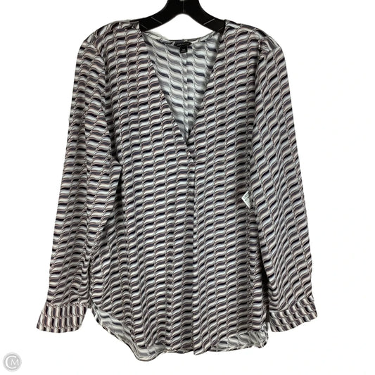 Top Long Sleeve By Ann Taylor In Blue & White, Size: Xl