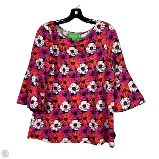 Top 3/4 Sleeve By Cappagallo In Pink & Red, Size: M