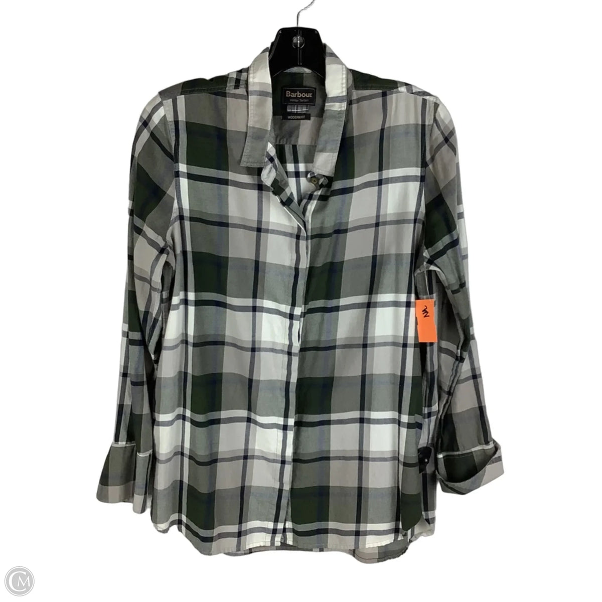Top Long Sleeve By Barbour In Plaid Pattern, Size: M (8)