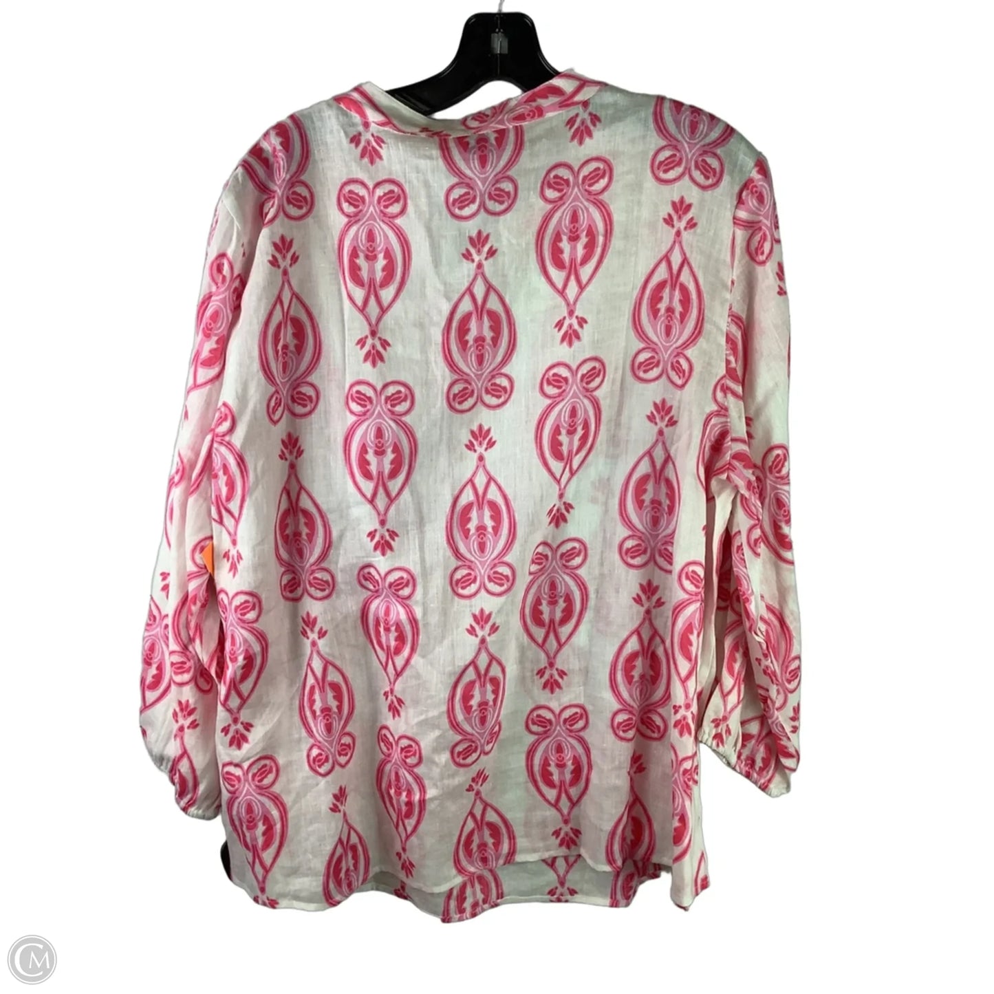 Top Long Sleeve By Crown And Ivy In Pink & White, Size: 3x