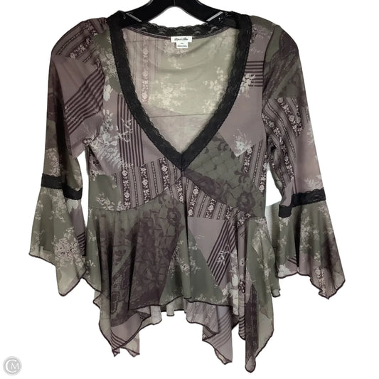 Top Long Sleeve By Kimichi Blue In Brown & Green, Size: M