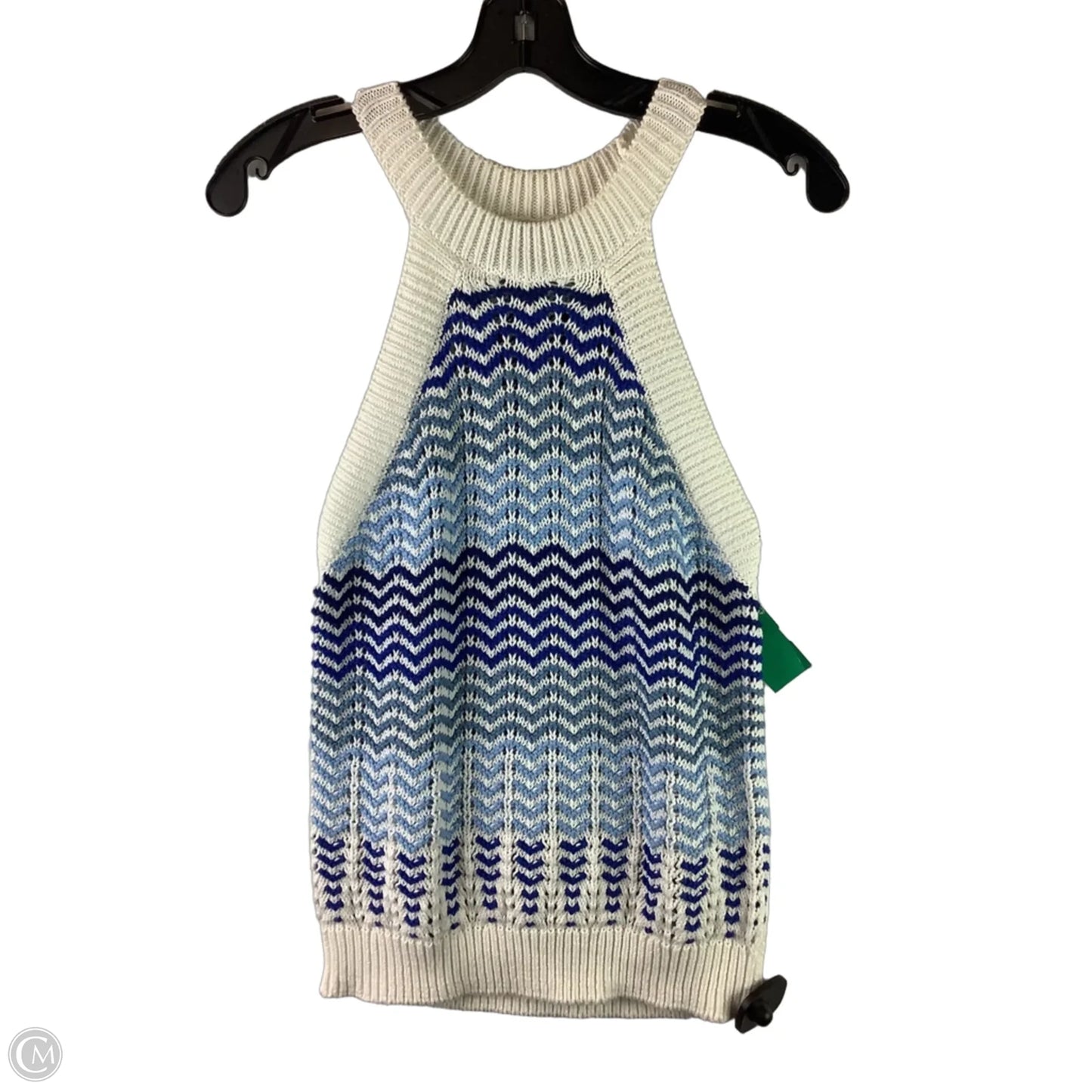 Top Sleeveless By Loft In Blue & White, Size: M