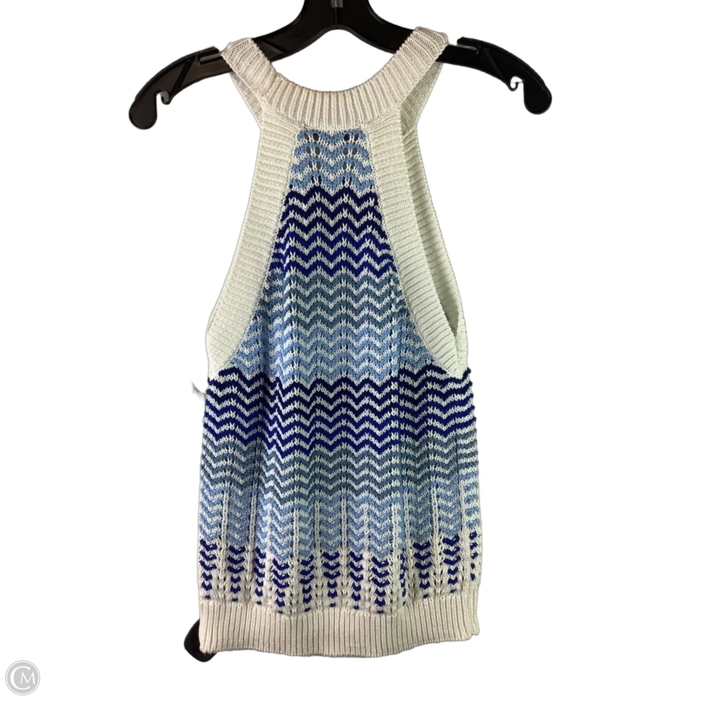 Top Sleeveless By Loft In Blue & White, Size: M