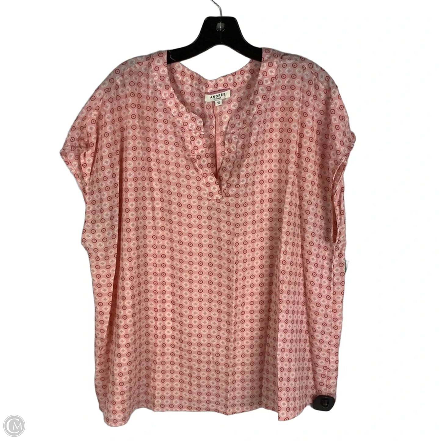 Top Short Sleeve By Andree By Unit In Pink, Size: 1x