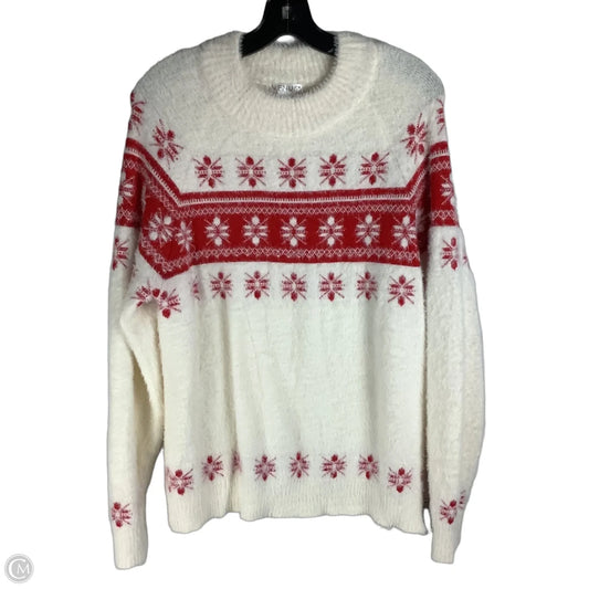 Sweater By Venus In Cream & Red, Size: L