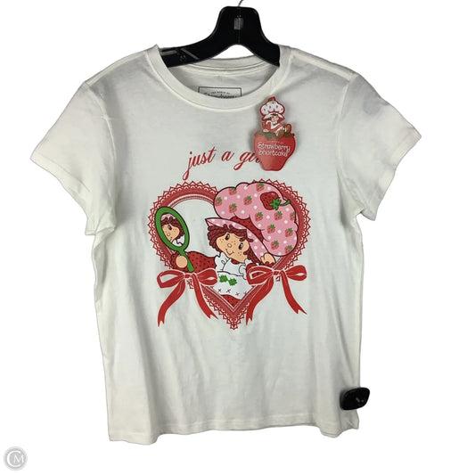 Top Short Sleeve Basic By Clothes Mentor In Pink & White, Size: Xl