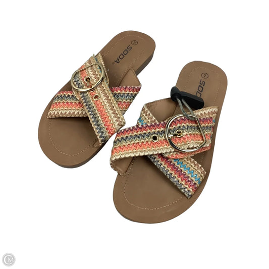 Sandals Flats By Soda In Multi-colored, Size: 7