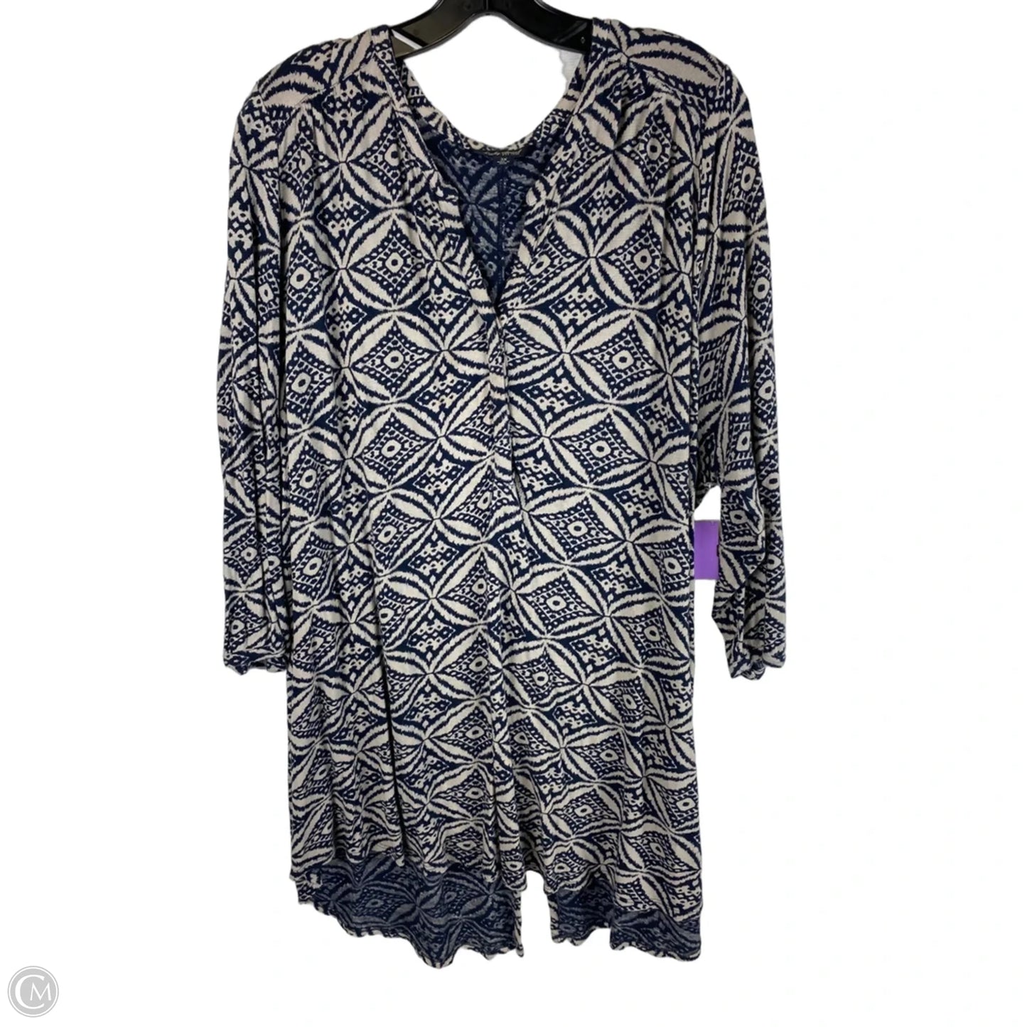 Top Long Sleeve By Lucky Brand In Blue & Cream, Size: 3x