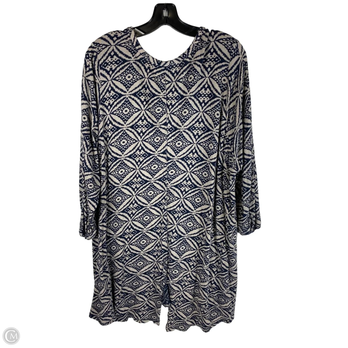 Top Long Sleeve By Lucky Brand In Blue & Cream, Size: 3x