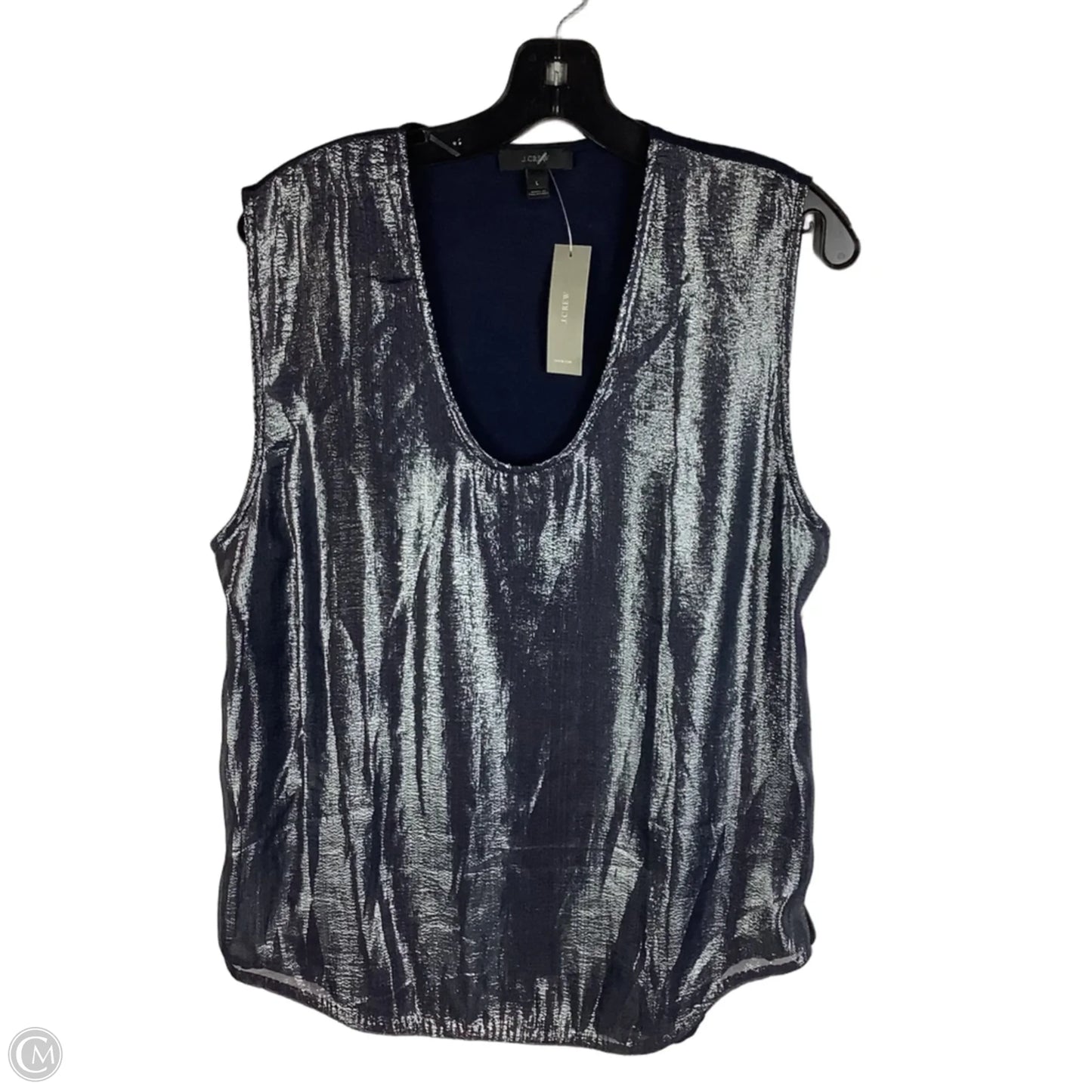 Top Sleeveless By J. Crew In Silver/Navy, Size: L