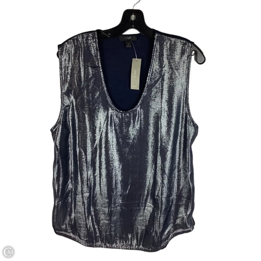 Top Sleeveless By J. Crew In Silver/Navy, Size: L