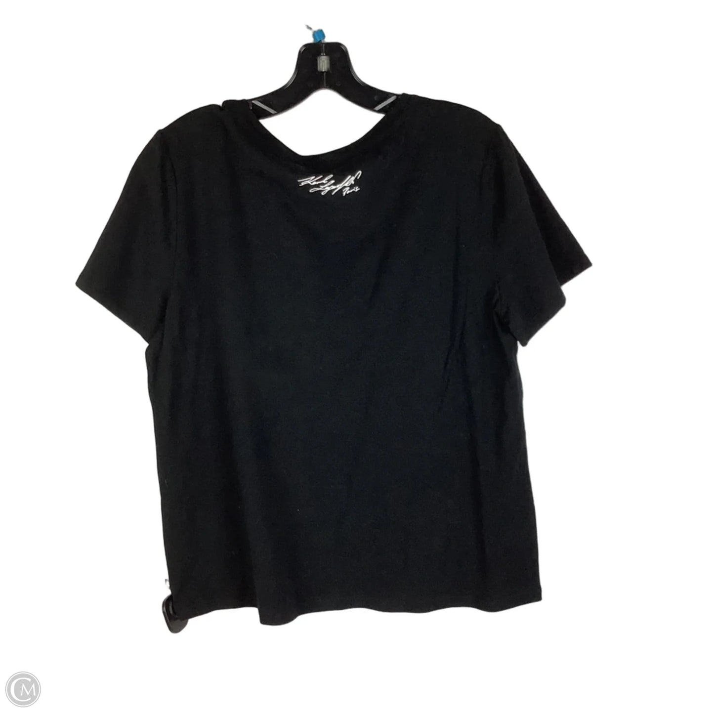 Top Short Sleeve Designer By Karl Lagerfeld In Black, Size: L