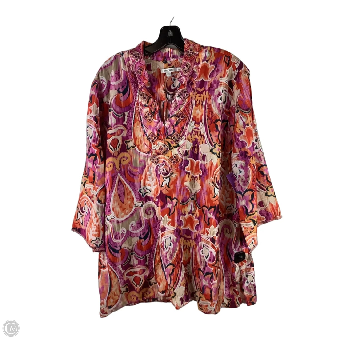 Top Short Sleeve By Chicos In Purple, Size: 1x (20)