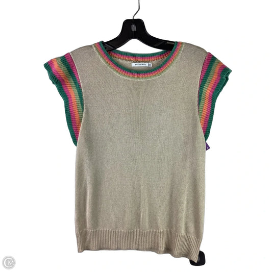 Top Short Sleeve By Staccato In Tan, Size: M