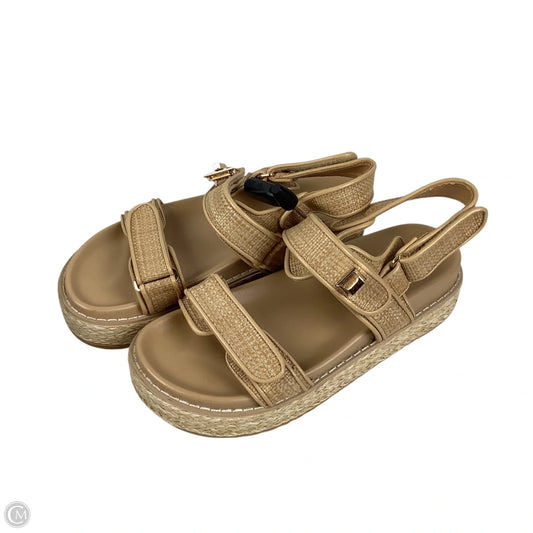 Sandals Heels Platform By Clothes Mentor In Tan, Size: 8.5