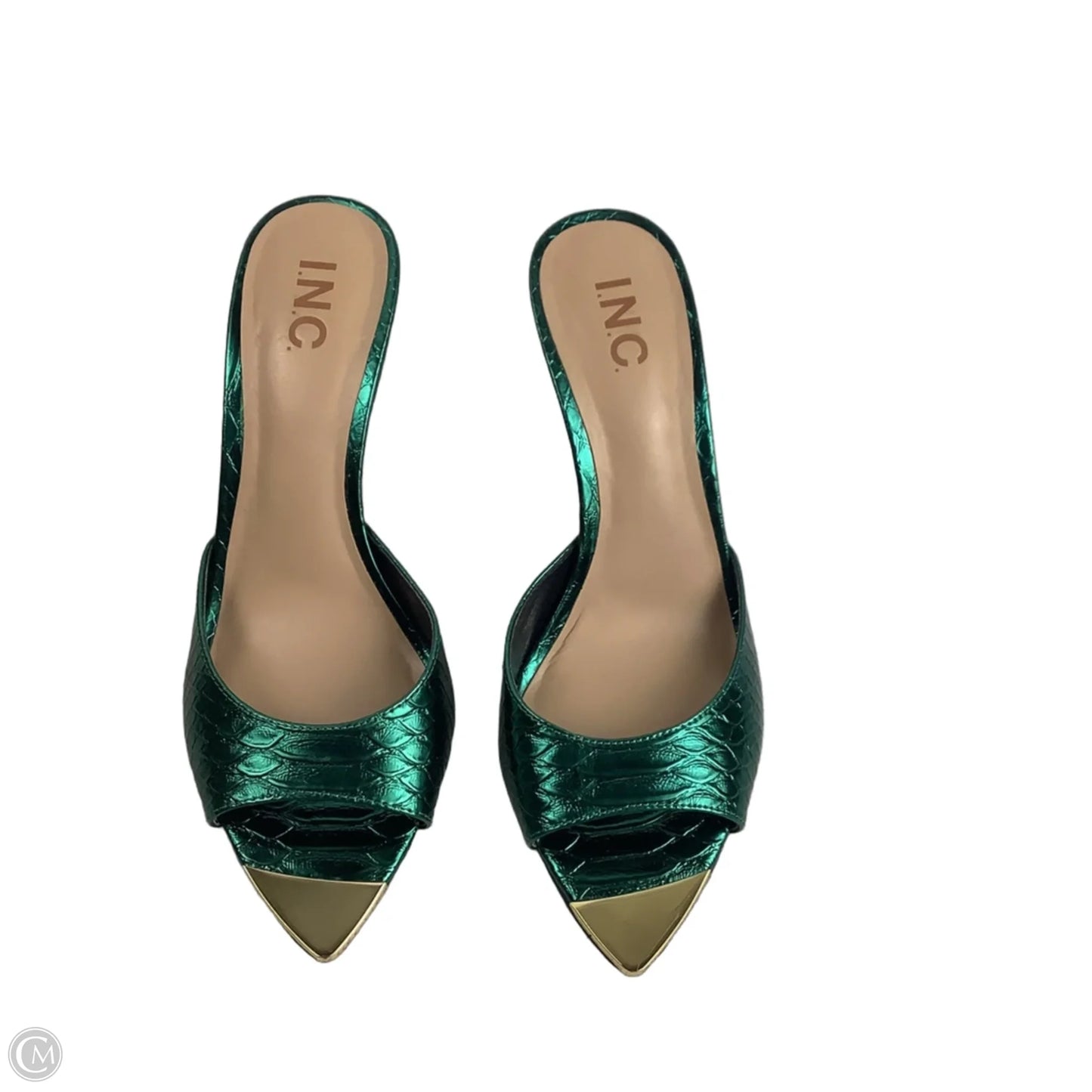 Sandals Heels Stiletto By Inc In Green, Size: 9.5