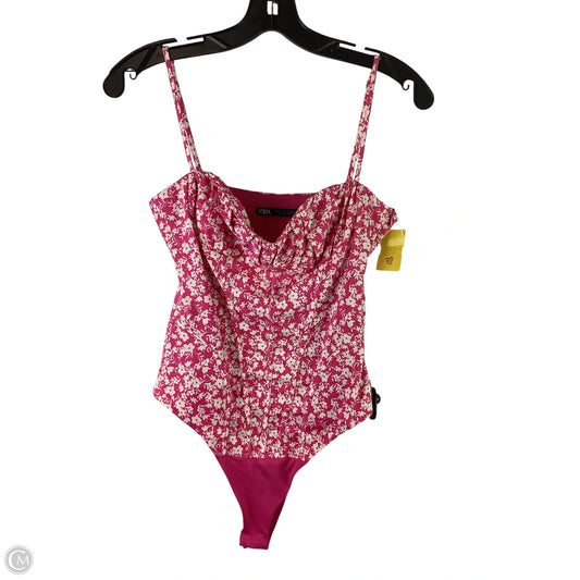 Bodysuit By Zara In Pink & White, Size: S