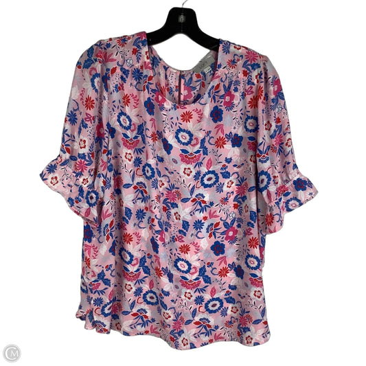 Top Short Sleeve By Loft In Pink, Size: Xl