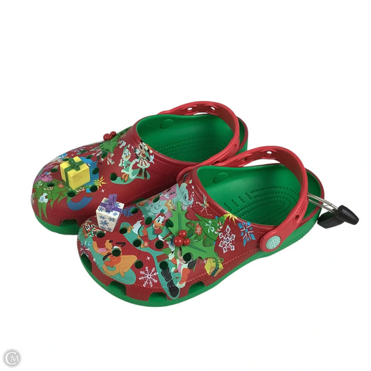 Shoes Flats By Crocs In Green & Red, Size: 7