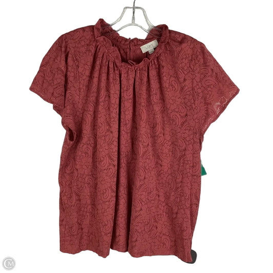 Top Short Sleeve By Loft In Pink, Size: Xl