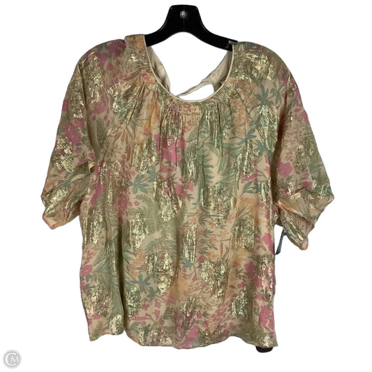 Top Short Sleeve By Loft In Brown & Gold, Size: Xl