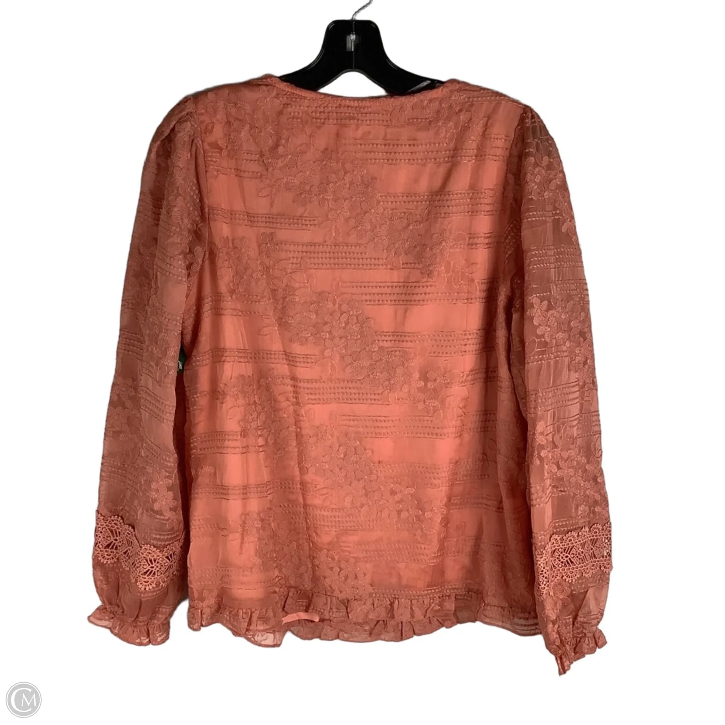 Top Long Sleeve By Cato In Coral, Size: M