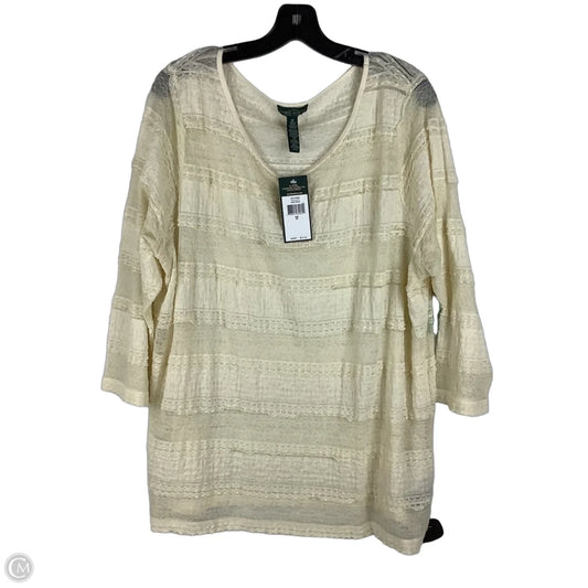 Top Long Sleeve By Lauren Jeans Co In Cream, Size: 3x