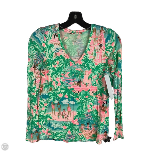 Top Long Sleeve Designer By Lilly Pulitzer In Green & Pink, Size: Xxs