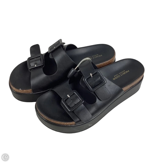 Sandals Heels Wedge By Clothes Mentor In Black, Size: 7
