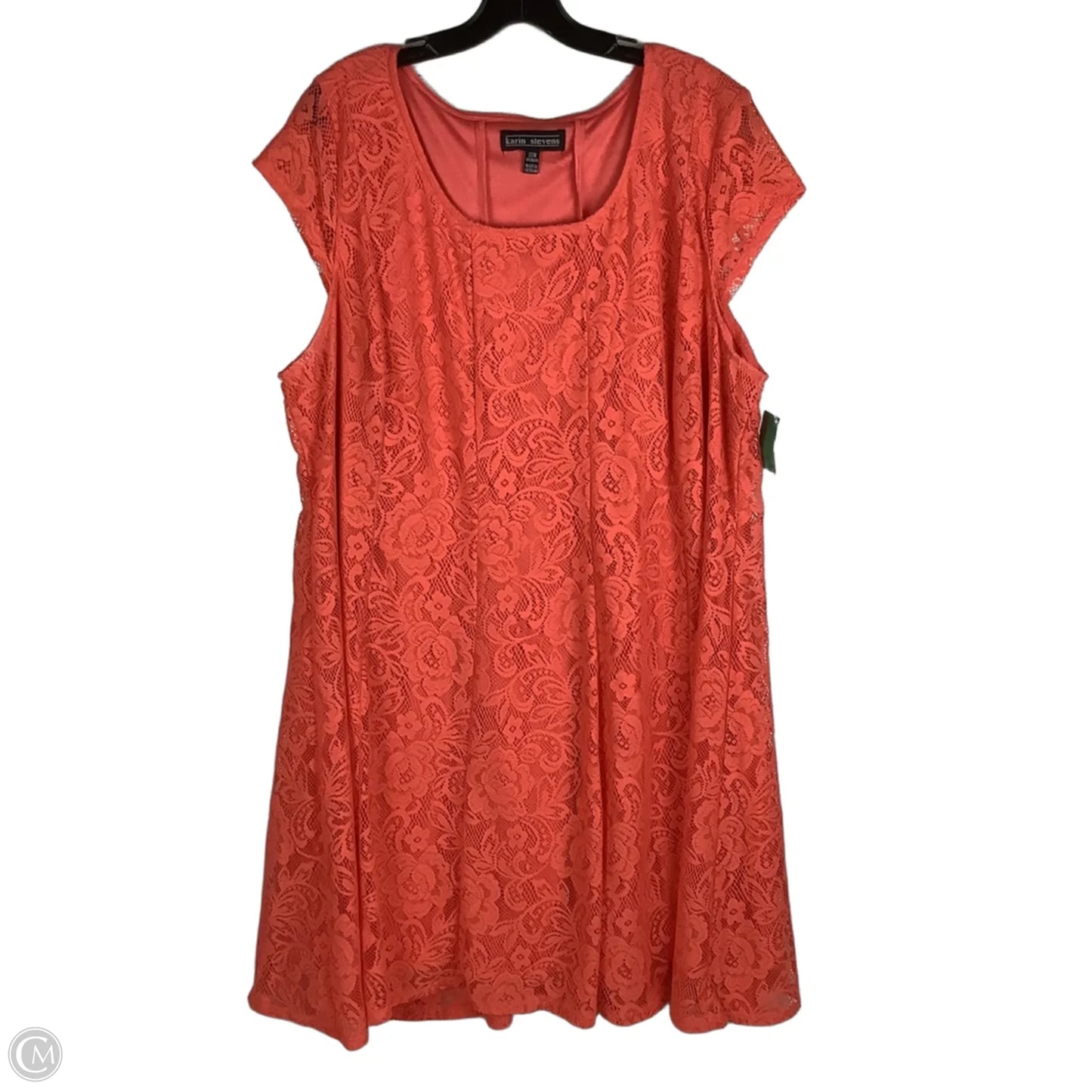 Dress Casual Short By Karin Stevens In Coral, Size: 2x (22W)