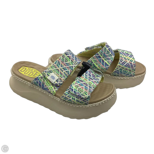 Sandals Heels Platform By Hey Dude In Multi-colored, Size: 9