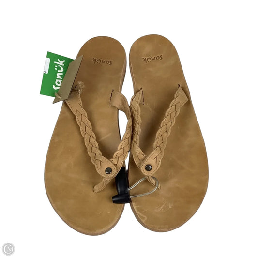 Sandals Flip Flops By Sanuk In Tan, Size: 10
