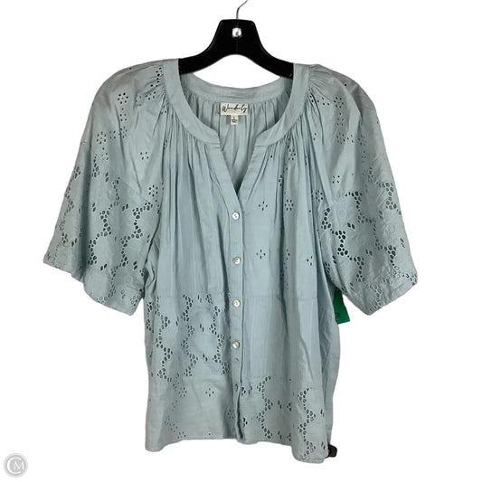 Top Short Sleeve By Wonderly In Blue, Size: L