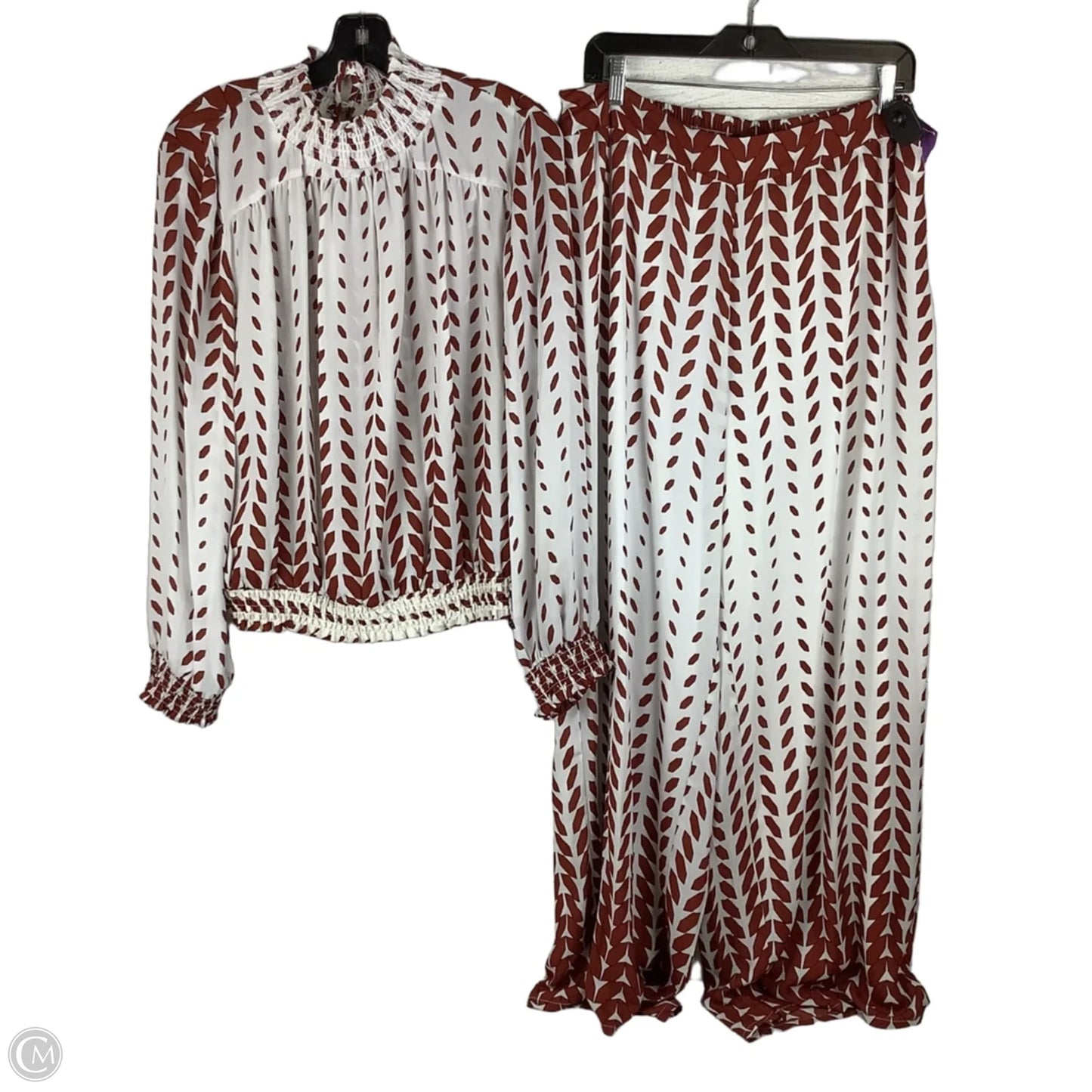 Top 2pc Long Sleeve By Ashley Stewart In Orange & White, Size: Xl (14/16)