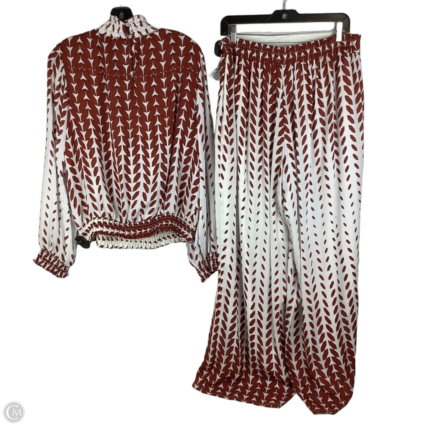 Top 2pc Long Sleeve By Ashley Stewart In Orange & White, Size: Xl (14/16)